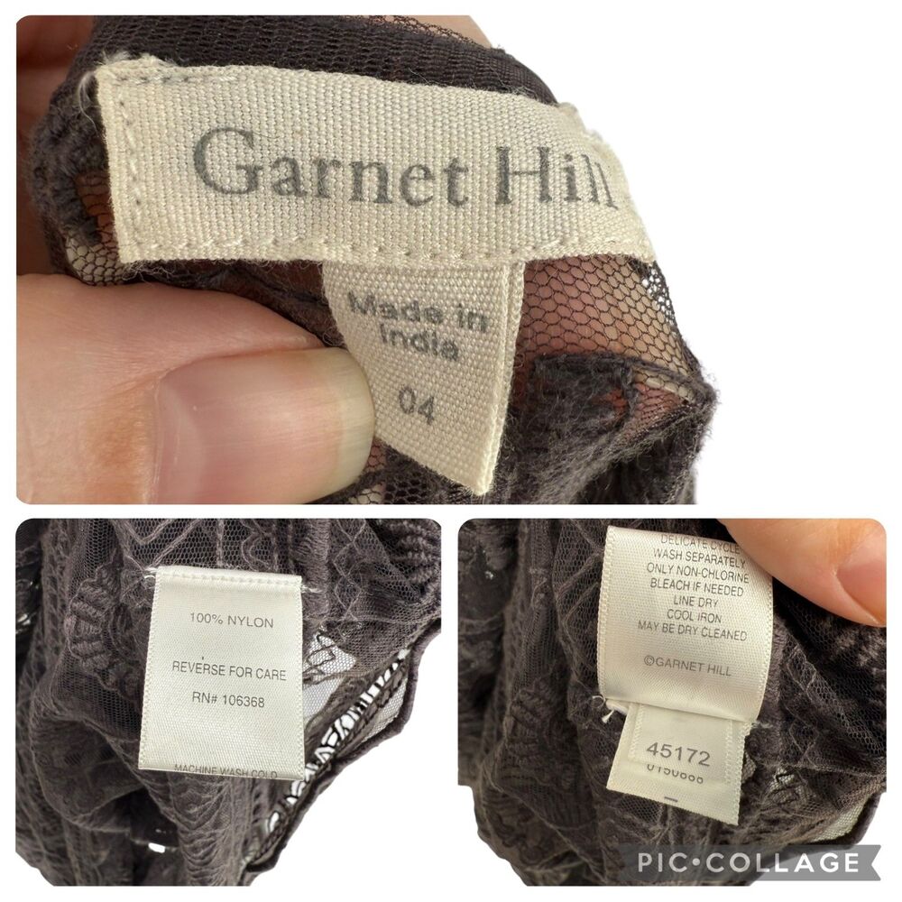 Garnet Hill Lace Dress 4 Brown Taupe Embroidered Lined Shift Slip Scalloped Hem - Picture 6 of 14